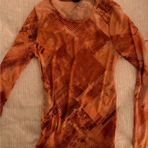Target Women's Rust Patterned Long Sleeve Top